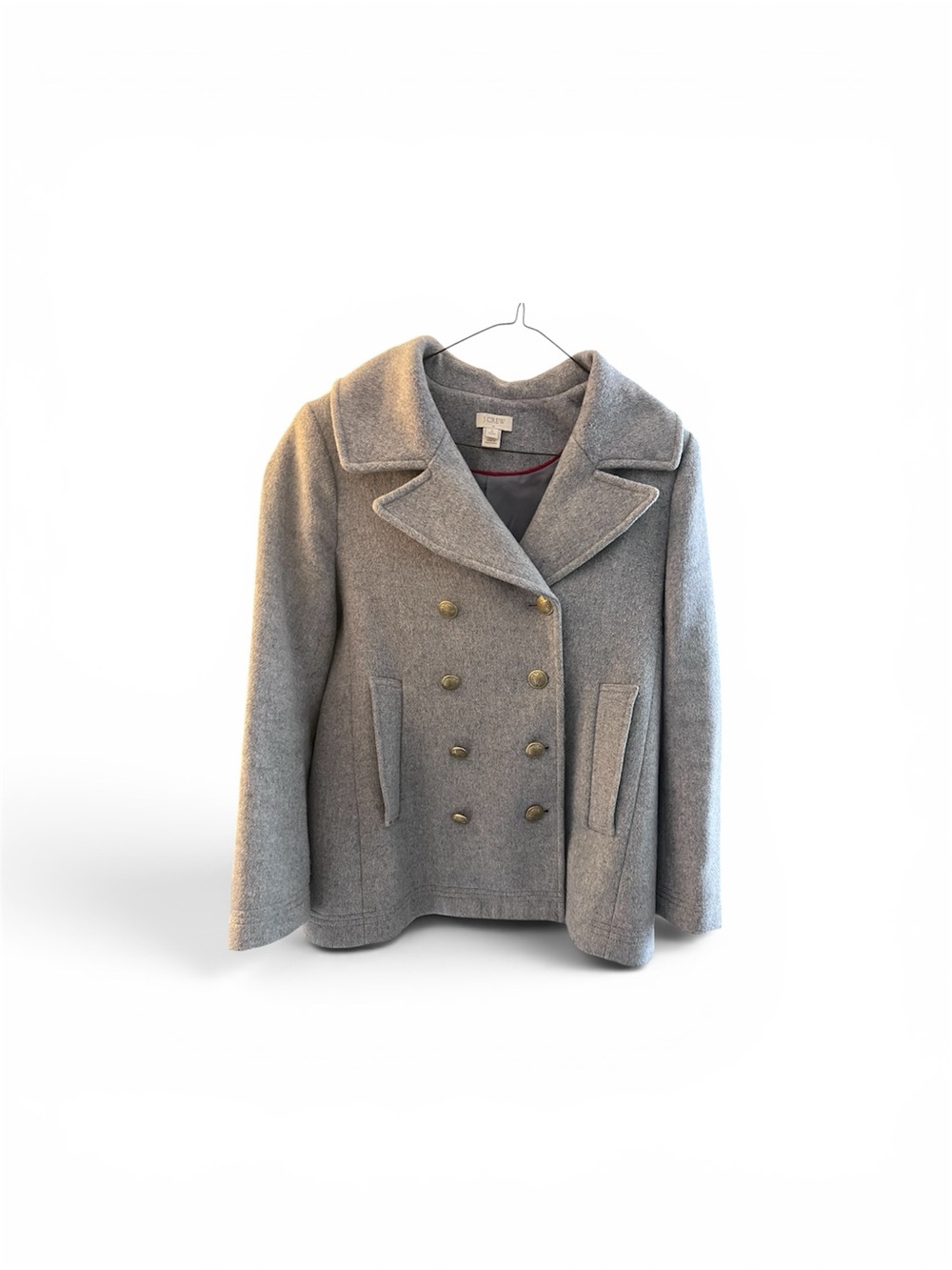 Women’s Grey Double-Breasted J. Crew Factory Wool Peacoat